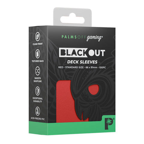 Palms Off Gaming Palms Off Standard 100pc Blackout Deck Sleeves - Red