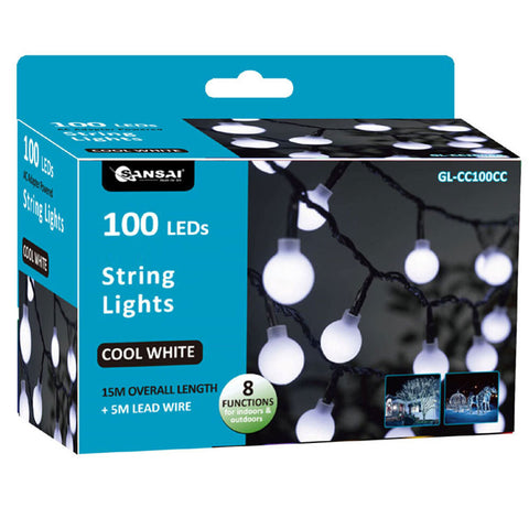 Sansai 100 LED Globe String Lights  (Cool White)