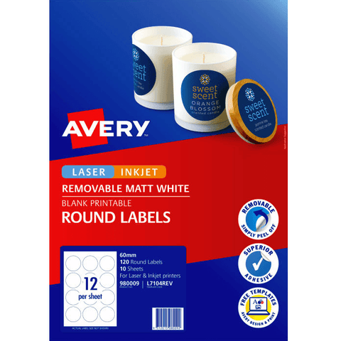 Avery 980009 Product Label Round (White) [Pack 120]