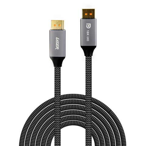 Laser 16K DisplayPort Male to Male Cable 2m (Grey)
