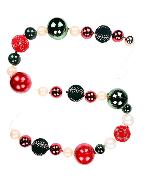 Christmas Warehouse - GARL1532 2m Red Green Soft Rose Gold & Champagne Mixed Texture Display Garland Red, Green, Champagne & Rose Gold