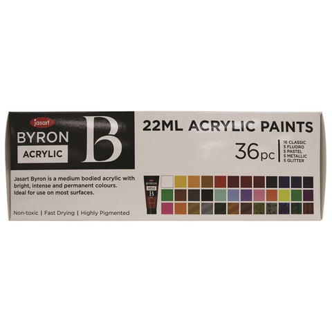Jasart 36pc Byron 22ml Acrylic Colour Paint Tube Set Art/Craft Canvas Painting