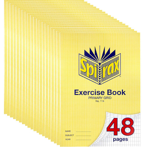 Spirax 114 Exercise Book Primary Grid 10x5mm 70Gsm 48 Page A4 20 Pack