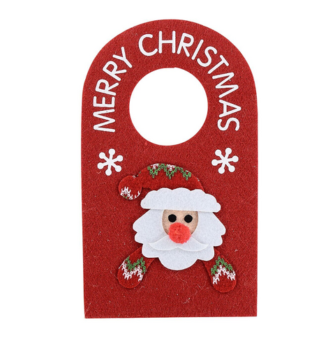 Christmas Warehouse - XMACG177 Santa Face Red Felt Door Hanger | 28cm Merry Christmas Entryway Decor Red with White & Green