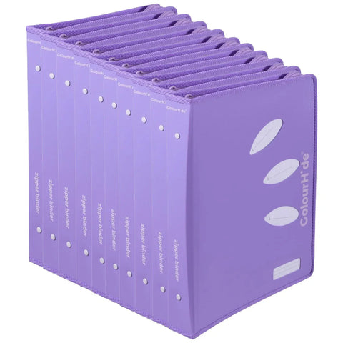 ColourHide Zip Binder A4 2 D-Ring 25mm Bulk Pack of 10 (Lavender)