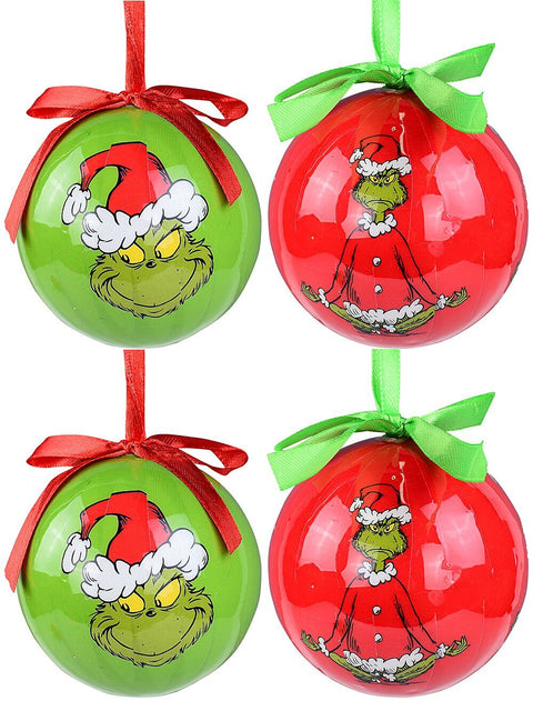 Christmas Warehouse - DECR9219 6x Whimsical Red & Green Essential Grinch Boxed Baubles | 70mm Red & Green