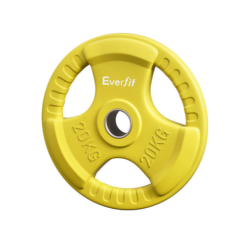 Everfit Weight Plates Olympic 20kg Dumbbell Barbell Plate Weight Lifting Home Gym (Yellow)