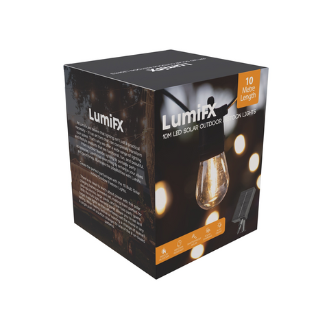 LumiFX 10 Bulb Festoon Lights 8 Lighting Effects 10m Warm White
