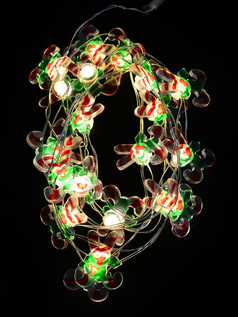 Christmas Warehouse - LITEBA71 20 Warm White LED Candy Canes String Fairy Static Battery Lights | 2m Warm White