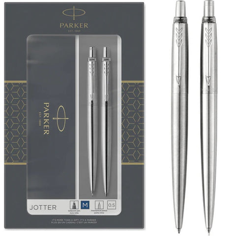 Parker Jotter Ballpoint Pen And Mechanical Pencil Gift Set (Stainless Steel)