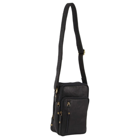 Pierre Cardin Leather Crossbody Messenger Bag (Black)