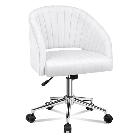 ALFORDSON Velvet Office Chair Swivel Armchair Work Study Seat Adult Kids (White)