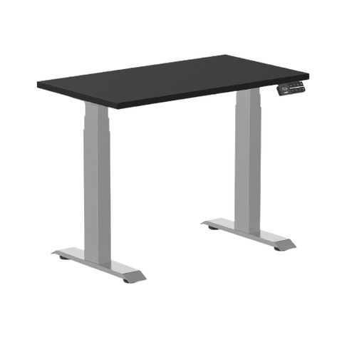 Desky Dual Mini Sit Stand Desk 900x500 Black Desktop and Grey Frame