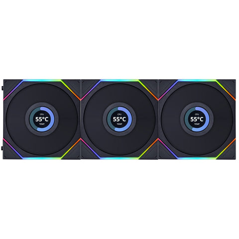 Lian Li UNI FAN TL LCD 120 ARGB 120mm Black PWM Fan - 3 Pack (12TLLCD3B)