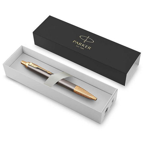 Parker IM Ballpoint Pen Grey Lacquer Gold Cap Gift Box