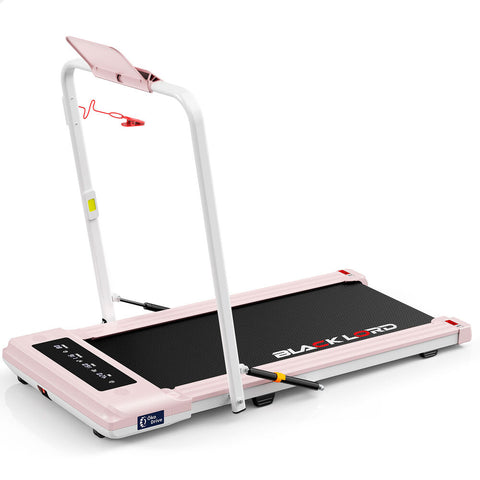 BLACK LORD Treadmill 2 IN 1 Electric Walking Pad Hydraulic Foldable 40cm Belt (Pink)