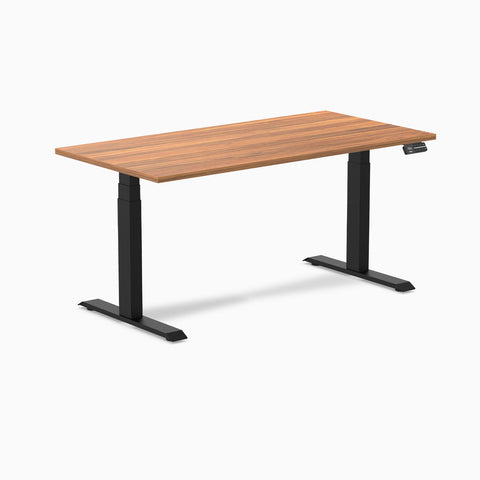 Desky Dual Melamine Sit Stand Desk 150cm Prime Oak Desktop and Matte Black Frame