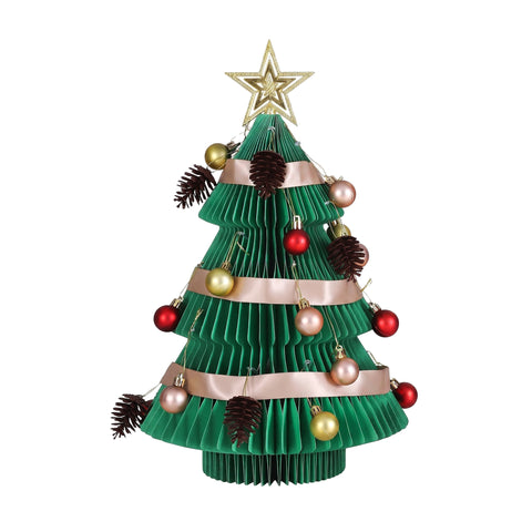 Jingle Jollys Paper Christmas Tree 47CM with Star Topper Xmas Decor Tabletop Green DIY Ornament Set