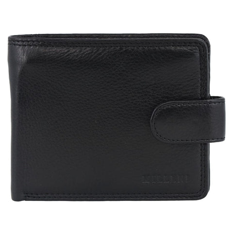 Milleni Men's Leather Tab Cash/Card RFID Protected Wallet 12cm Black