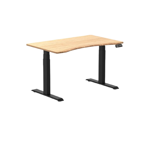 Desky Dual Ergo Edge Sit Stand Desk 120cm Bamboo Desktop and Matte Black Frame