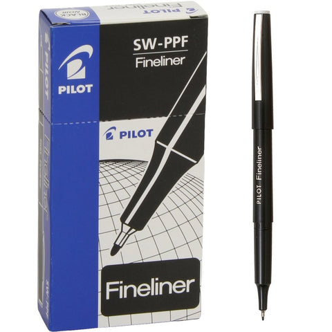 Pilot Original Fineliner Pen Marker 0.4mm Black Box 12