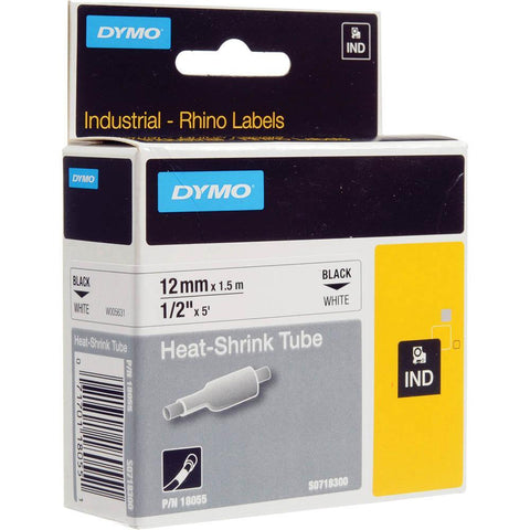 Dymo 18055 Rhino Industrial Heat Shrink Tubing 12mm (Black On White)