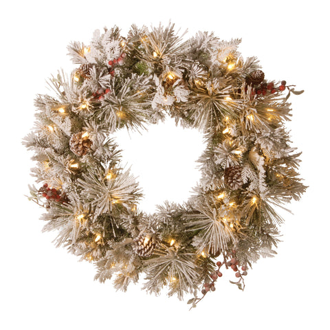 Christabelle 61cm Snowy Bedford Christmas Wreath with LED Lights