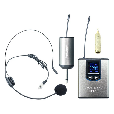 UHF HS02 Wireless Headset Microphone Transmitter & Receiver Lapel