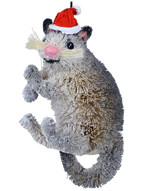 Christmas Warehouse - DECRH047 Native Possum Whimsical Organic Australian Ornament | 11cm Grey with White & Red