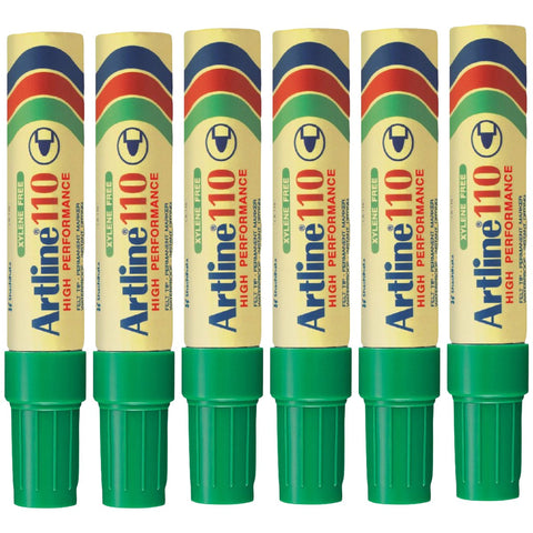 Artline 110 Permanent Marker 4mm Bullet Nib Green Box 6