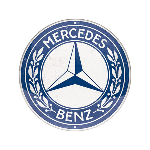Nostalgic-Art Round Mercedes-Benz Logo Metal Decorative Sign Plaque 35x35x0.5cm