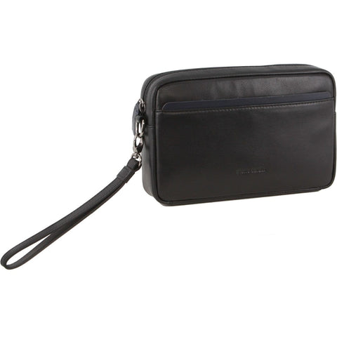 Pierre Cardin Men's Casual Leather Organiser Wristlet Bag 25x15cm Black