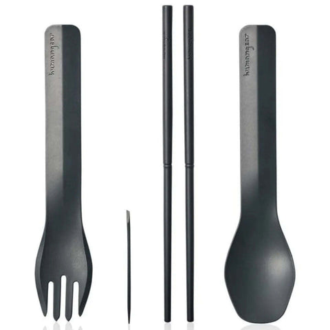 Humangear GoBites Quattro Travel Cutlery Set inc Chopsticks and Toothpick - Grey