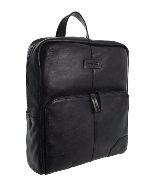 Pierre Cardin Men's Italian Leather Sleek Laptop Backpack Bag 33x40cm Black