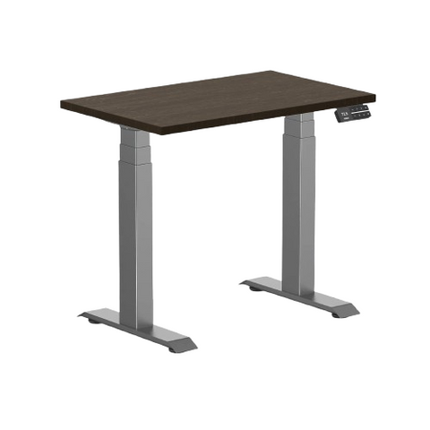 Desky Dual Mini Bamboo Sit Stand Desk 80cm (Dark Bamboo Desktop/Space Grey Frame)