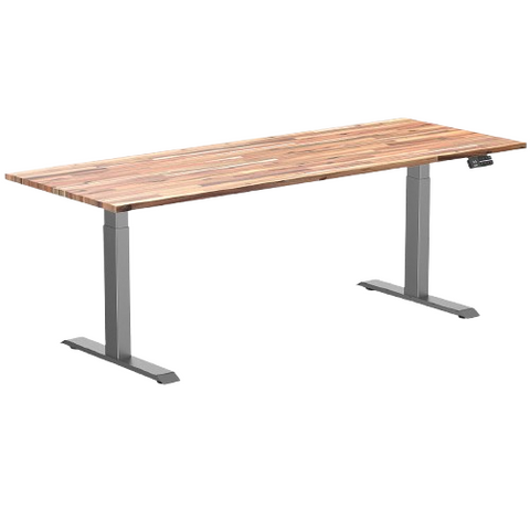Desky Dual Hardwood Sit Stand Desk 200cm Acacia Desktop and Space Grey Frame