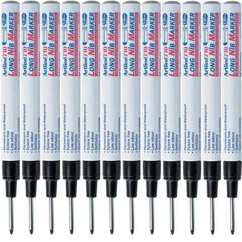 Artline 710 Long Nib Tip 1.0mm Bullet Marker Box of 12 (Black)