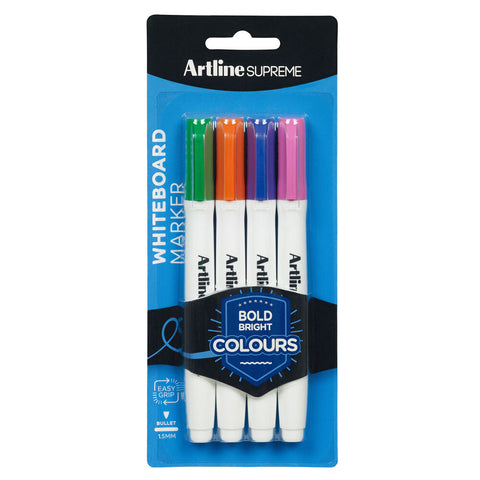 Artline 4pc Supreme Whiteboard Markers Water Based Pens Assorted Bright Colours
