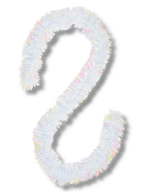 Christmas Warehouse - TINN2602 Premium 8ply White Iridescent Thick & Thin Christmas Tinsel | 2.7m x 12cm White Iridescent