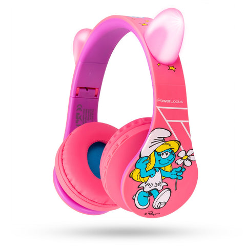 PowerLocus P1 Kids Bluetooth Headphone Smurfs Edition Cat Ears (Pink)