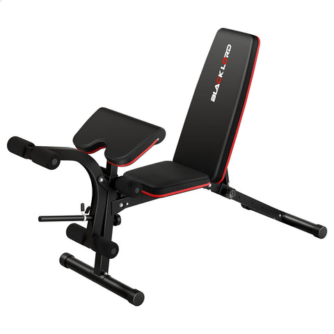 BLACK LORD Weight Bench Adjustable FID Bench Fitness Flat Incline Decline Gym (Black)