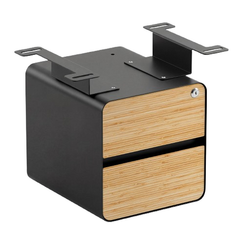 Desky Minimal Under Desk Cabinet - Bamboo / Black