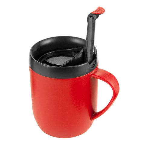 Zyliss 300ml Hot Mug Cafetiere Stainless Steel Double Wall Drink Cup with Lid (Red)