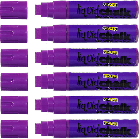 Texta Liquid Chalk Marker Jumbo Dry Wipe 15mm (Purple) [Pack 6]