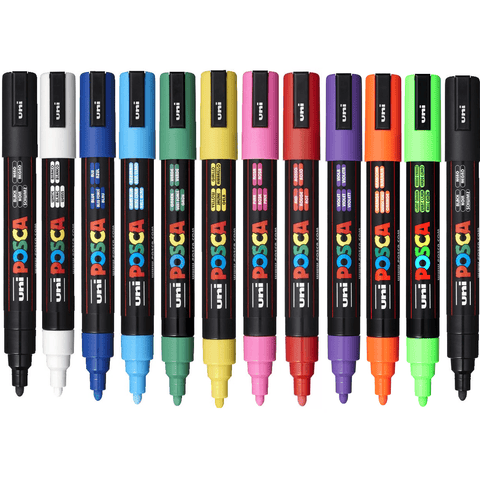 Uni PC-5M Posca Marker Medium Bullet Tip 2.5mm (Assorted) [Box 12]
