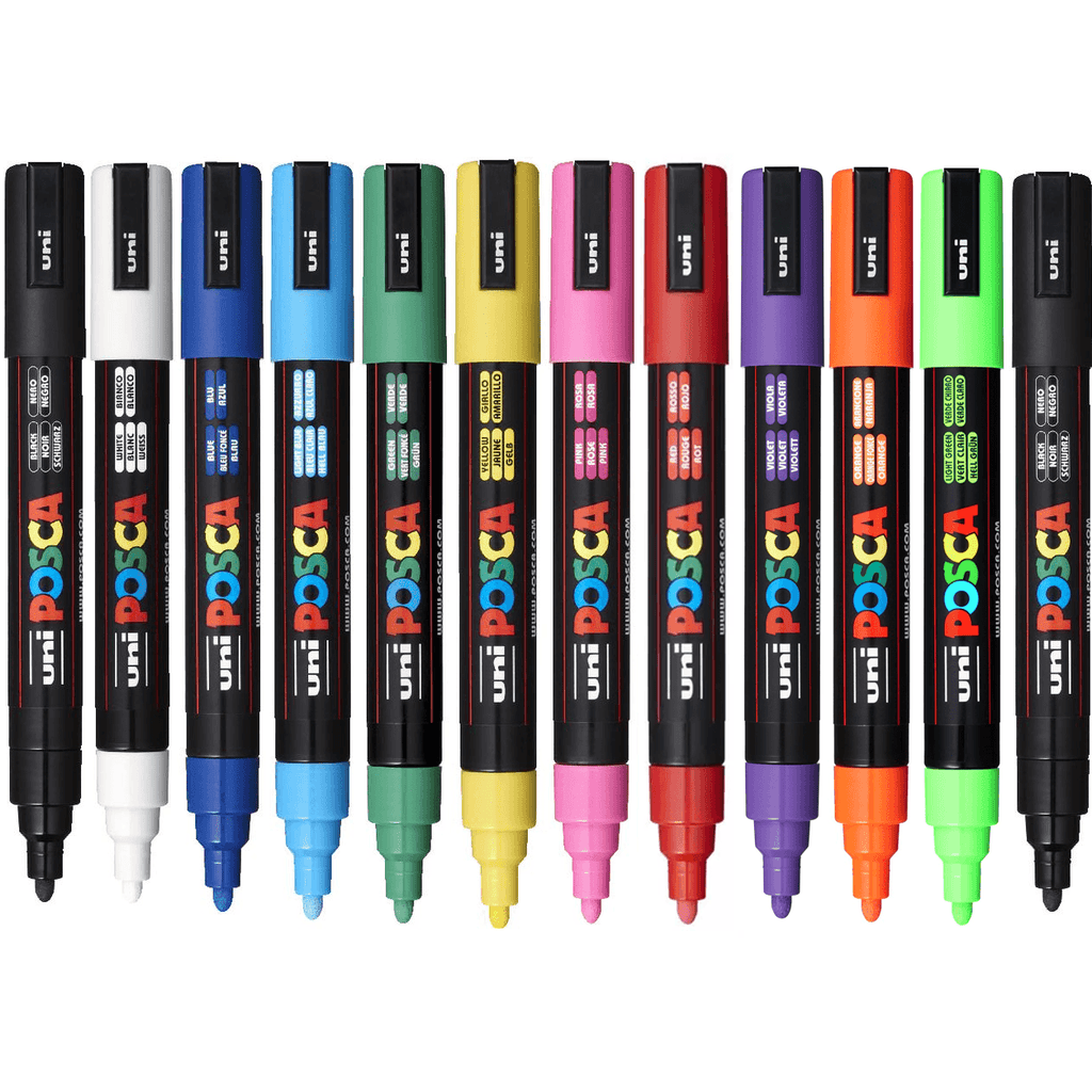 Uni PC-5M Posca Marker Medium Bullet Tip 2.5mm (Assorted) [Box 12] - JB ...