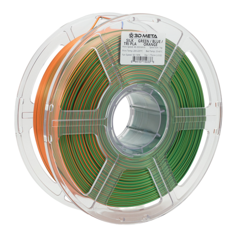 3D META Tri Silk PLA 3D Printing Filament - Orange - Green - Blue