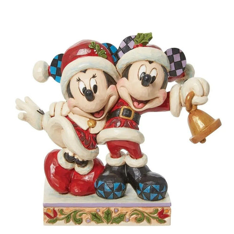 Jim Shore Disney Traditions - Mickey and Minnie Jingle Bell Christmas Figurine