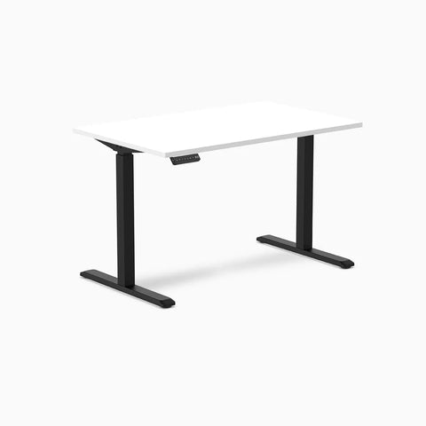 Desky Single Sit Stand Gaming Desk 120cm White Desktop and Black Frame