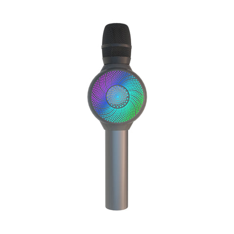 Laser LED Wireless Karaoke Microphone Rechargeable (Silver)
